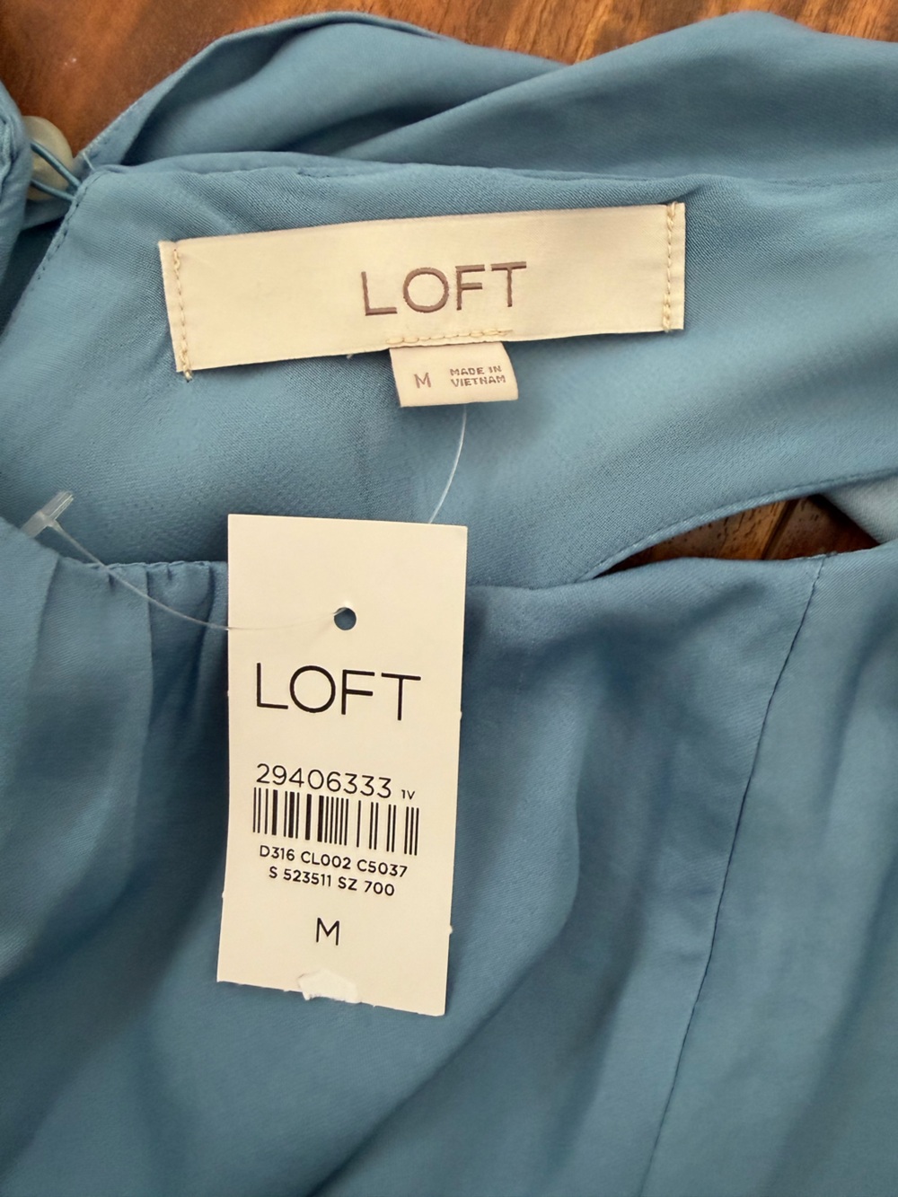 LOFT Women's Medium Blue Tiered Maxi Dress with Tie Waist New With Tags - Picture 4 of 4